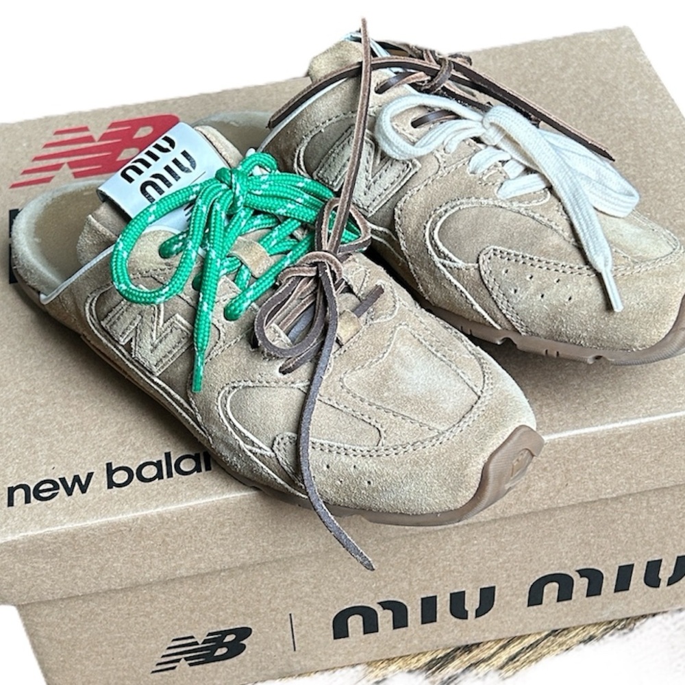 New Balance X Miu Miu 530 SL faded suede mules - Picture 2 of 16